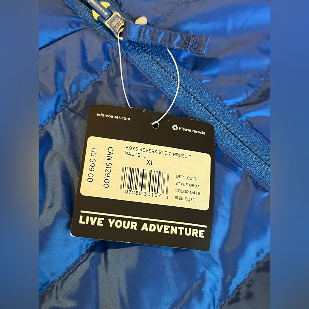 Eddie Bauer Boys XL (16) Reversible Down Coat - Picture 4 of 16